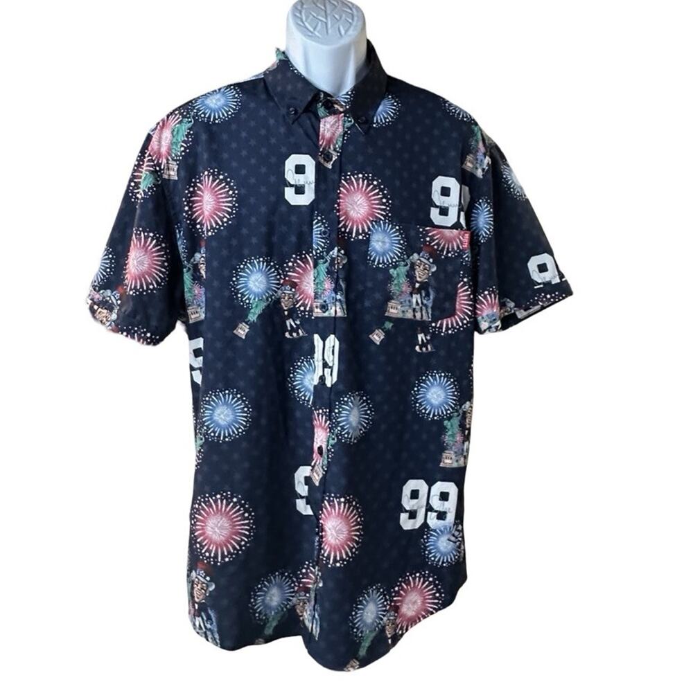 RSVLTS MLBPA Shirt Mens Large Aaron Judge Patriotic Uncle Sam Yankees Button Up